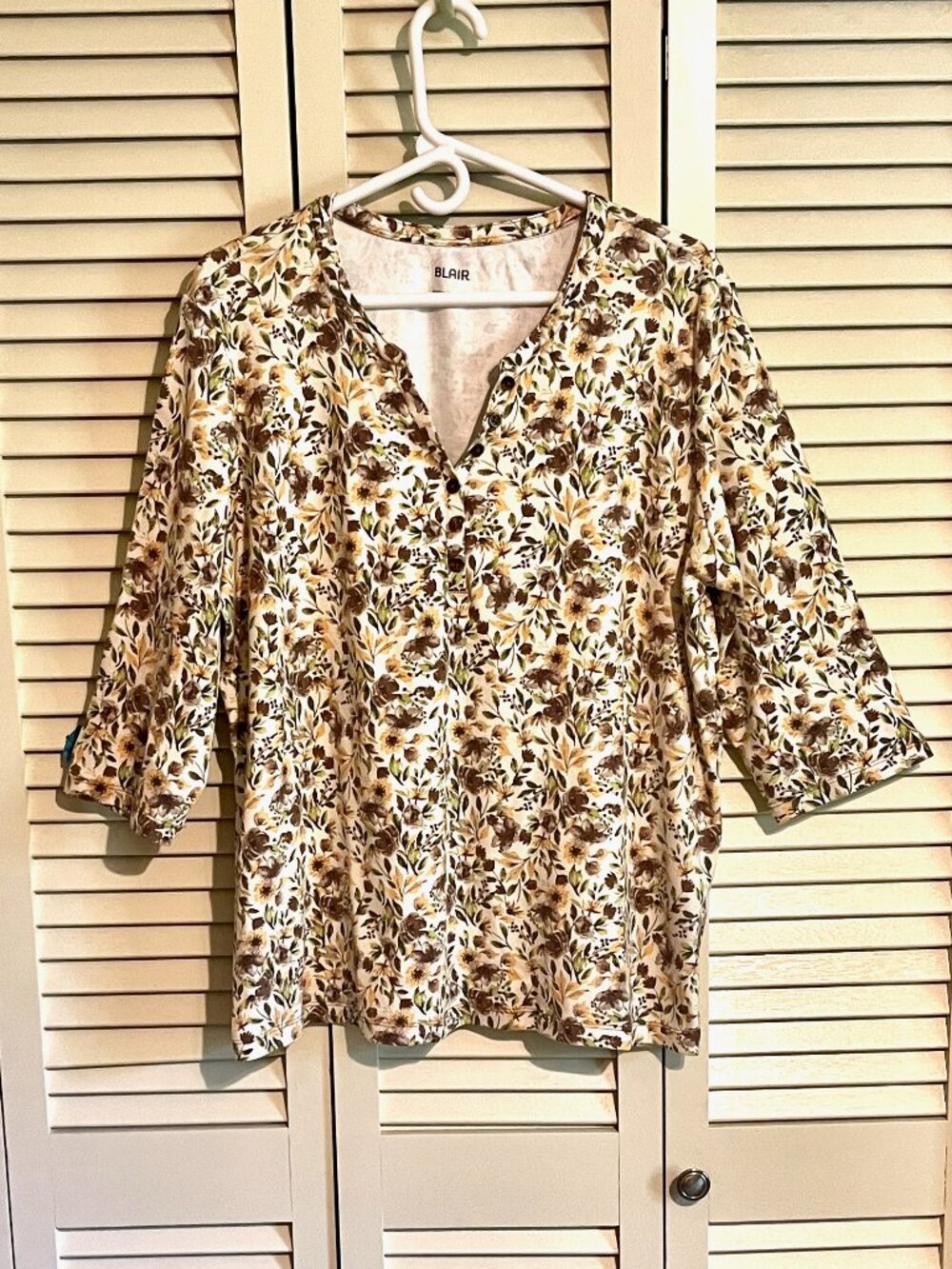 Blair 3/4 Sleeve Womens Top / Tunic * Size XL * Cotton/Poly * Excellent Cond